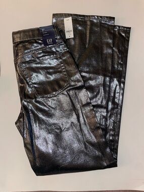 GAP  Silver Metallic Skinny Jeans Girls size 18 NWT baggy fit